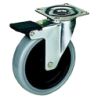 Roulette sur platine pivotante à frein caoutchouc gris