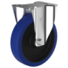 Roulette sur platine fixe caoutchouc élastique bleu