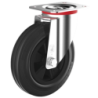Roulette sur platine pivotante caoutchouc noir