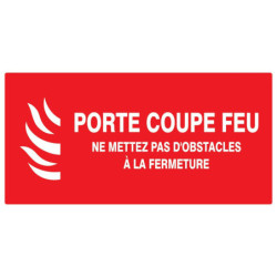 Adhésif rouge 330x200 + texte PORTE COUPE FEU