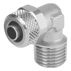 Raccord coude mâle 90° conique Prevost laiton nickelé diamètre 8 x 6 mm R 1/4