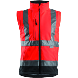 Veste Softshell Station haute visibilité rouge et bleu marine