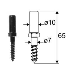Goujon droit à vis cataphorèse diamètre 10 mm noir