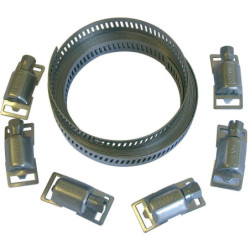 Bande sans fin acier pour collier de serrage largeur 8 mm x 3 mètres + 8 têtes