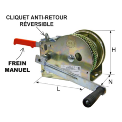 Treuil manuel de halage avec frein 2741 Kg diamètre de câble 8 mm