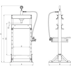 Presse hydraulique d'atelier réglable 20T bâti boulonné