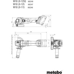 Meuleuse d'angle sans fil Metabo W 18 L 9-125 sans batterie, ni chargeur